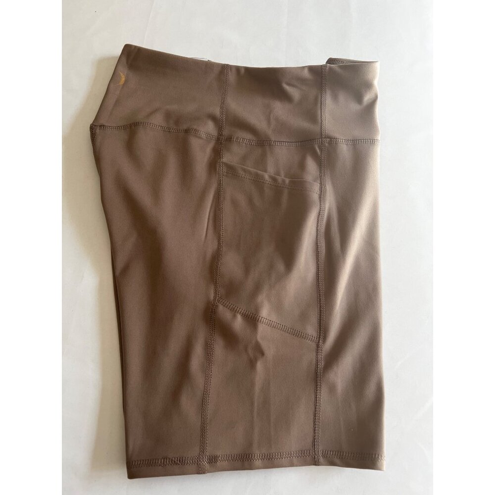 Jessica Simpson Active Womens High-Waisted Biker Shorts With Pockets XL Tan - Picture 4 of 10